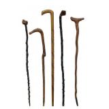 5 Wooden Walking Sticks