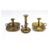 3 Brass Chambersticks w/ Matched Pair by Sarreid