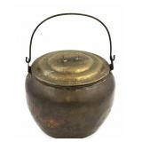 Period Japanese Lidded Brass Cauldron w/ Handle