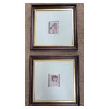 Framed Portrait Prints in Victorian Walnut Frames