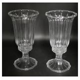 Paneled Glass Candlesticks with Hurricanes