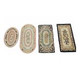 Four Hand-Hooked Floral Area Rugs in Var. Shapes