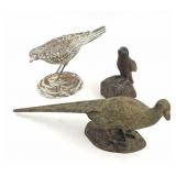 Three Cast Bird Figures - Various Materials
