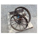 3- Vintage Steel Wagon Wheels
