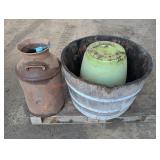 Wooden Barrel Planter, Plastic Pot, Etc