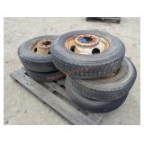 5- Steel 8L Wheels w/ 8R17.5 116/112L Tires