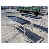 2- Aluminum Tables & Plastic Potting Shed Trays