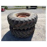 2- 18.4-34 Radial Tires w/ 8L Waffled Rims