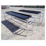 2- Aluminum Tables & Plastic Potting Shed Trays