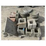 Assorted Concrete Stepping Stones & Cinder Blocks