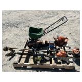 Yard Tool Lot- Chainsaws, Fertilizer Spreader, Etc