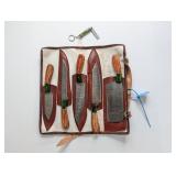 5 Knife Chef Roll w/ Pocket Knife Keychain