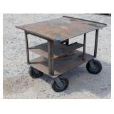 Welded Metal Work Table on Casters