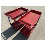2- Rolling Metal Utility Shop Carts