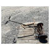 Antique Push Mower & Antique Saw