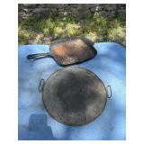 12inRound Soapstone griddle and cast iron skillet
