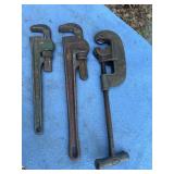 Pipe wrenches and pipe cutter