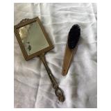 Vintage mirror and hairbrush
