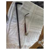 Folding cane and brass duck shoehorn