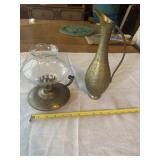 Brass oil lamp and brass vase