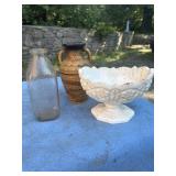 Vase,glass milk jug and bowl
