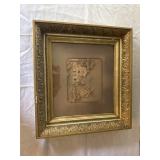 Vintage framed cork carving