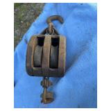 Wood and metal pulley