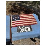 Vintage nautical wood lighted flag holder and flag