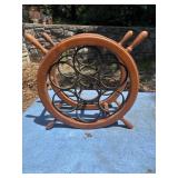 Ship wheel wine bottle rack