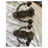 Wood and cast iron candle holders