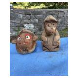 Hand carved vintage coconut monkeys