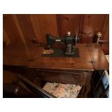 White Rotary sewing machine and table plus chair