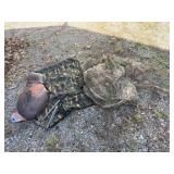 Turkey decoy,camo bag, and camo mesh