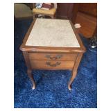 End table with marble top and one drawer