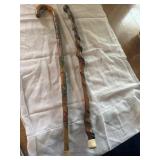 Pair of hand carved walking sticks