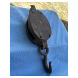 Vintage wood and metal Pulley