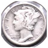 1918 MERCURY DIME VF