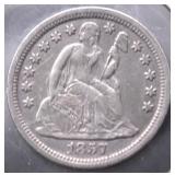 1857 SEATED DIME AU DETAILS