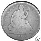 1877 S SEATD HALF DOLLAR AG+