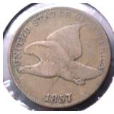 1857 FLYING EAGLE CENT F