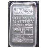JOHN MATTHEY 1 OZ .999 SILVER BAR