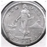 1909 S US PHILIPPINES SILVER PESO AU