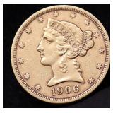 1906 S HALF EAGLE  AU
