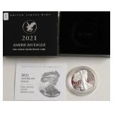 2021 PROOF SILVER EAGLE W BOX PAPERS