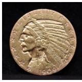 1909 D HALF EAGLE AU
