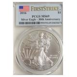 2016 PCGS MS69 SILVER EAGLE W BOX