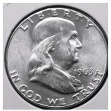 1963 GEM BU FRANKLIN HALF DOLLAR