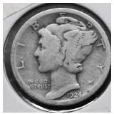 1924 S MERCURY DIME VG