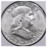 1954 D CHOICE BU FRANKLIN HALF DOLLAR