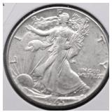 1945 WALKING HALF DOLLAR AU